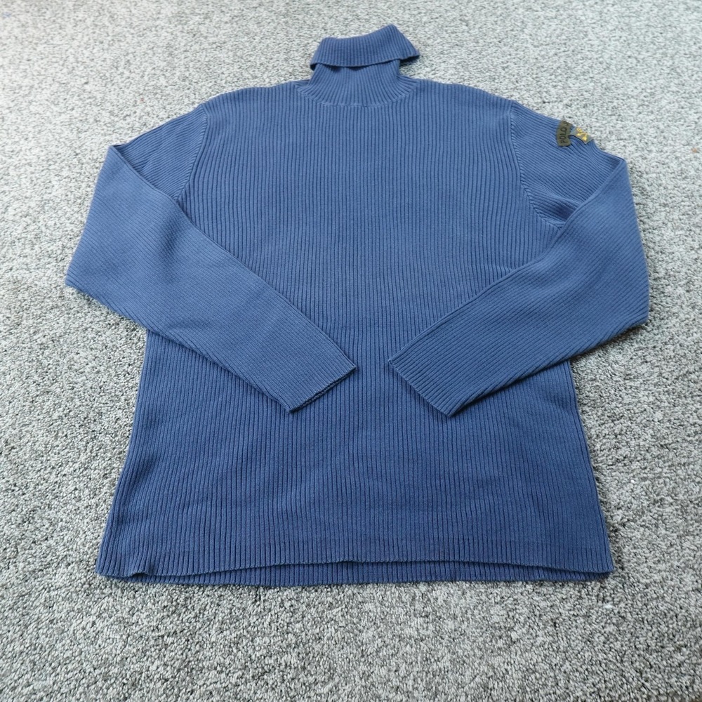 VTG Ralph Lauren Sweater Mens 2XL Blue Polo Jeans Co Turtleneck Rib Knit Logo